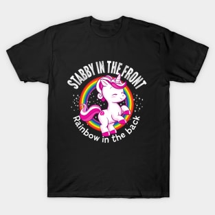 Stabby the unicorn with rainbows T-Shirt